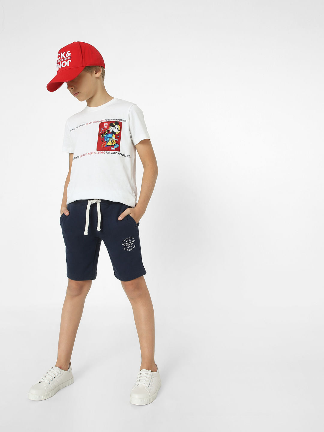 Boys Navy Blue Mid Rise Sweatshorts - 4/5Y