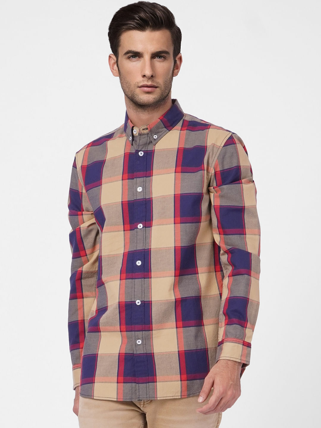 Brown Check Full Sleeves Shirt