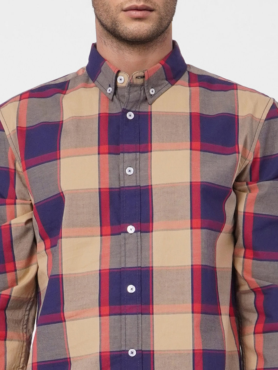 Brown Check Full Sleeves Shirt