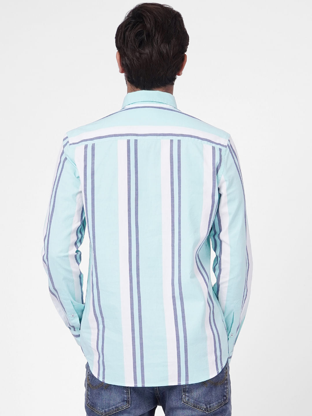 Blue Striped Full Sleeves Shirt