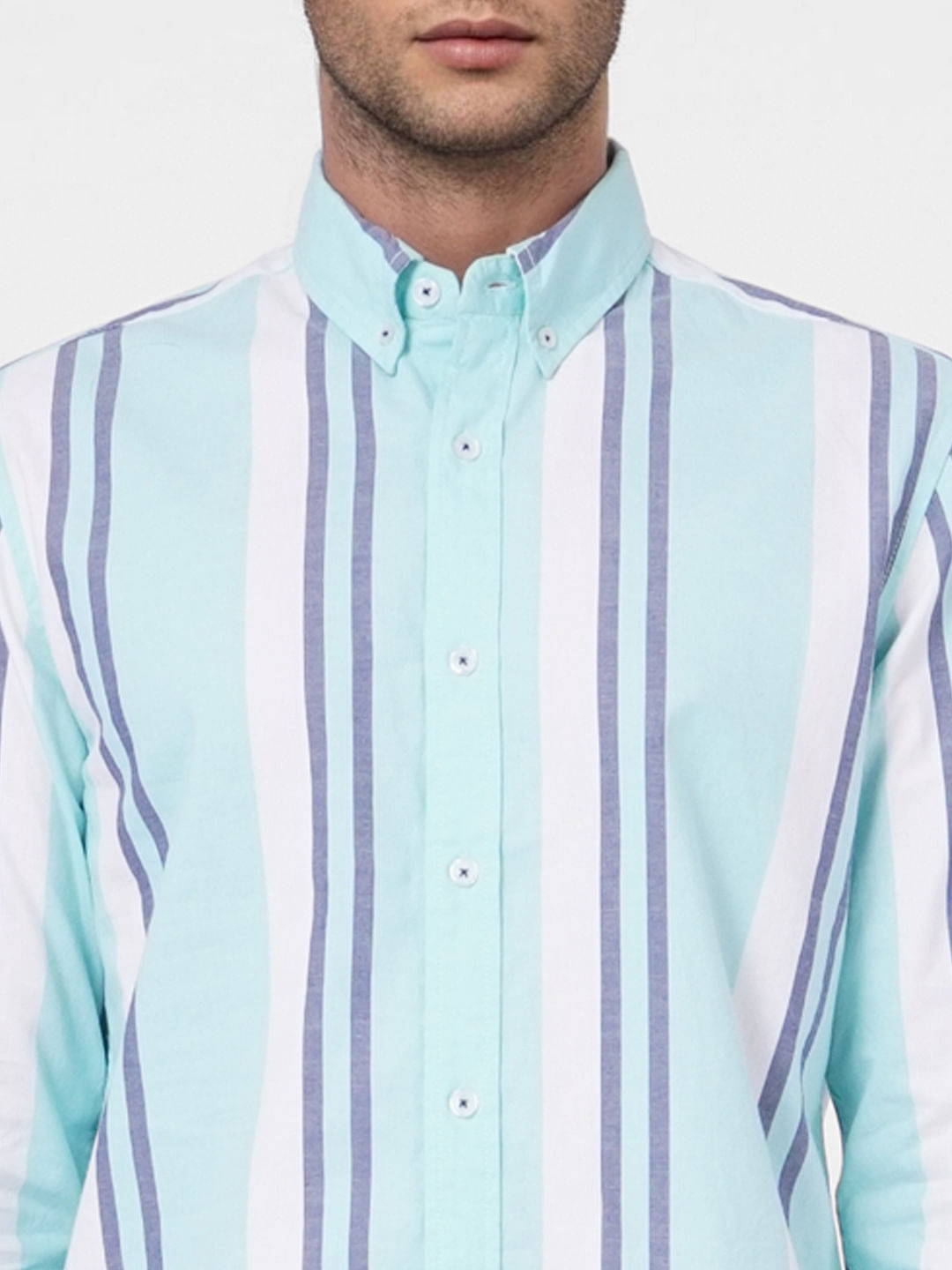 Blue Striped Full Sleeves Shirt
