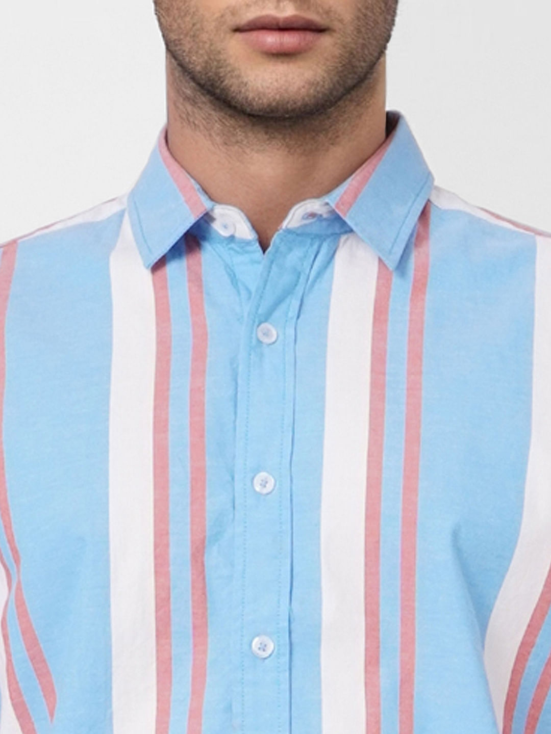 Blue Striped Short Sleeves Shirt