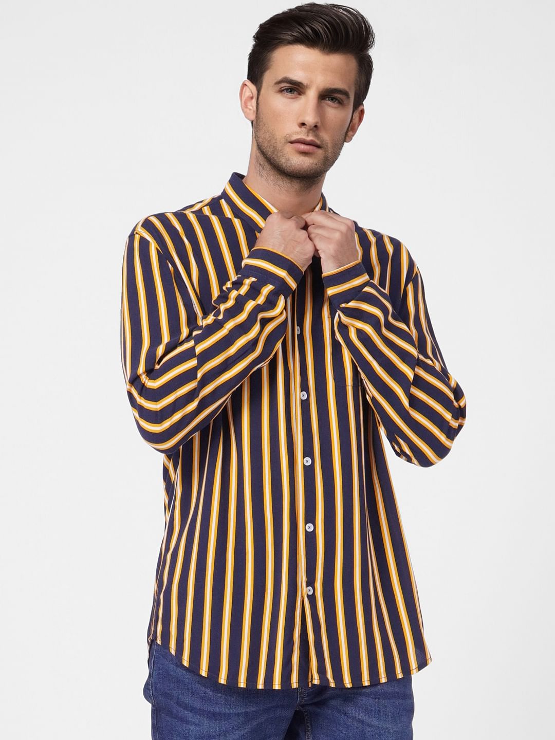 Yellow Striped Full Sleeves Shirt