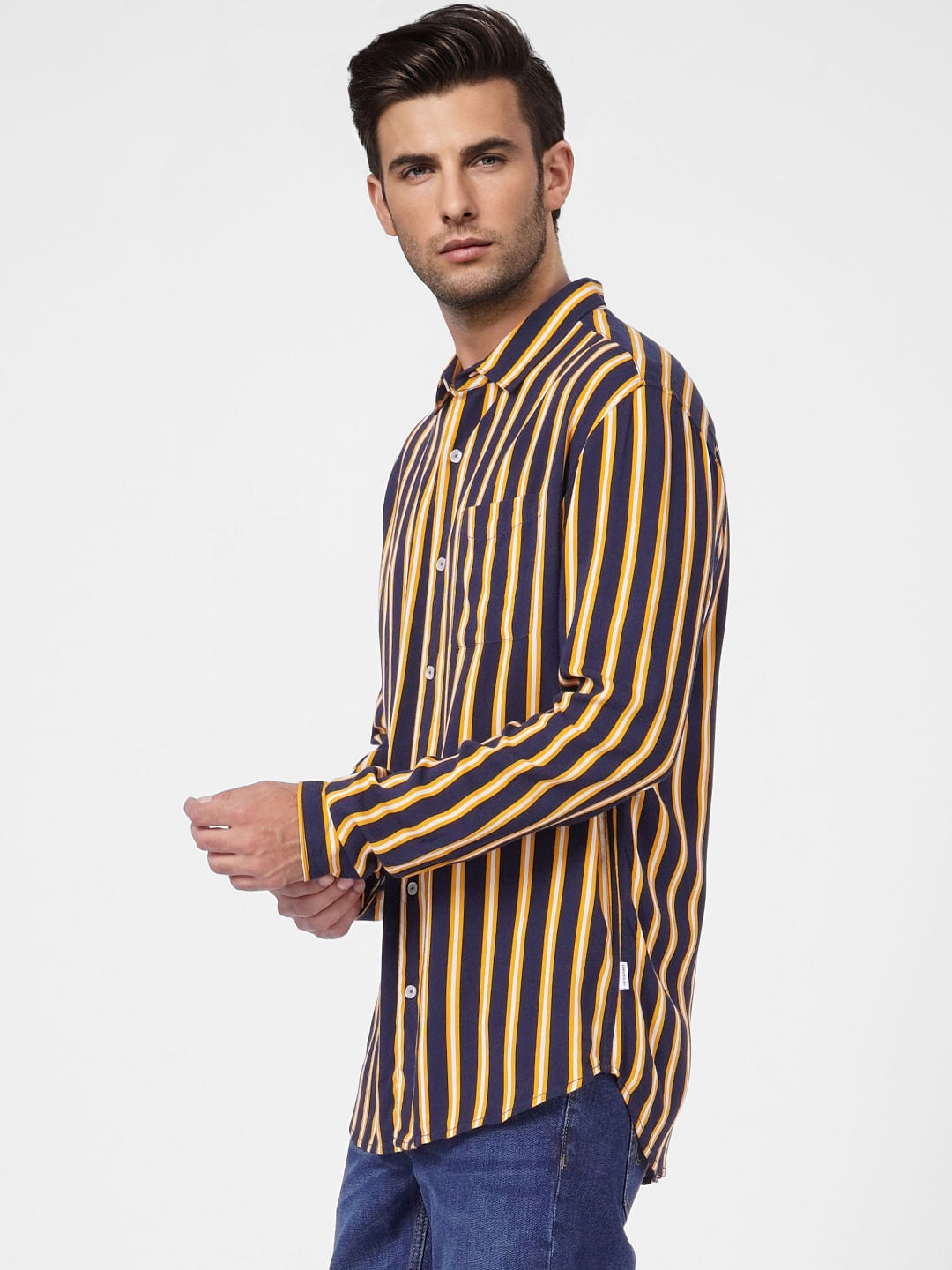 Yellow Striped Full Sleeves Shirt