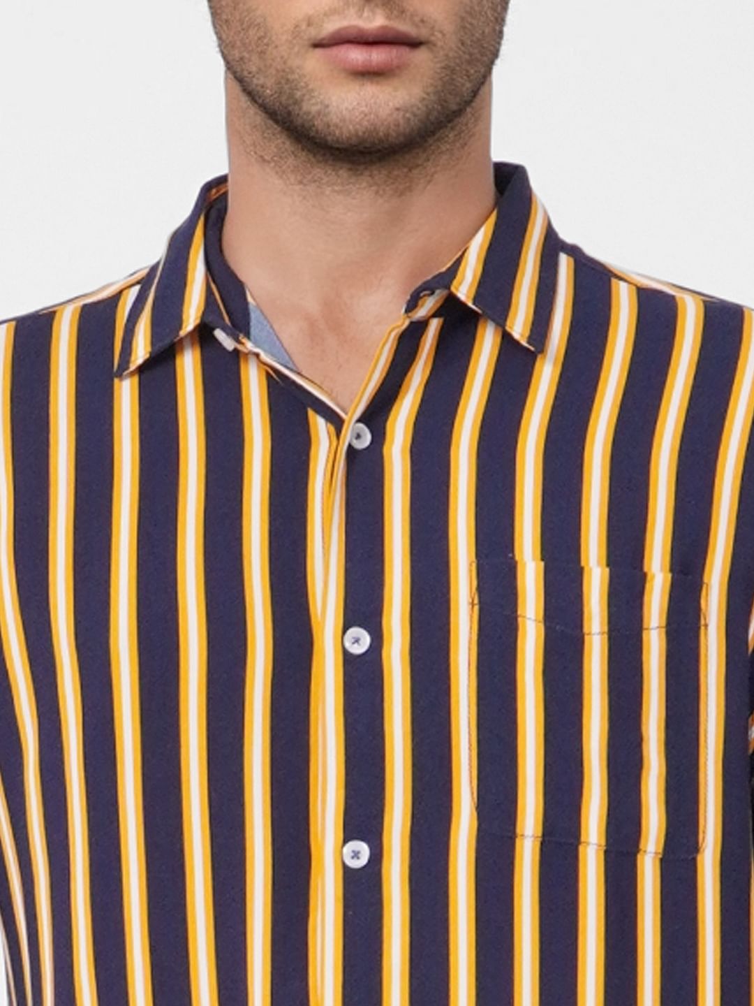Yellow Striped Full Sleeves Shirt