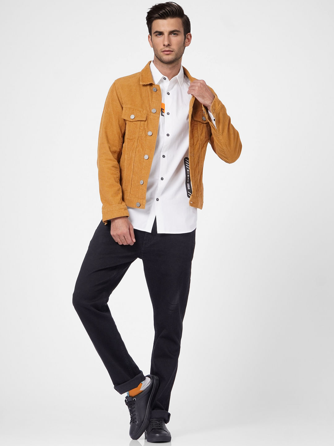 White Printed Full Sleeves Shirt - S