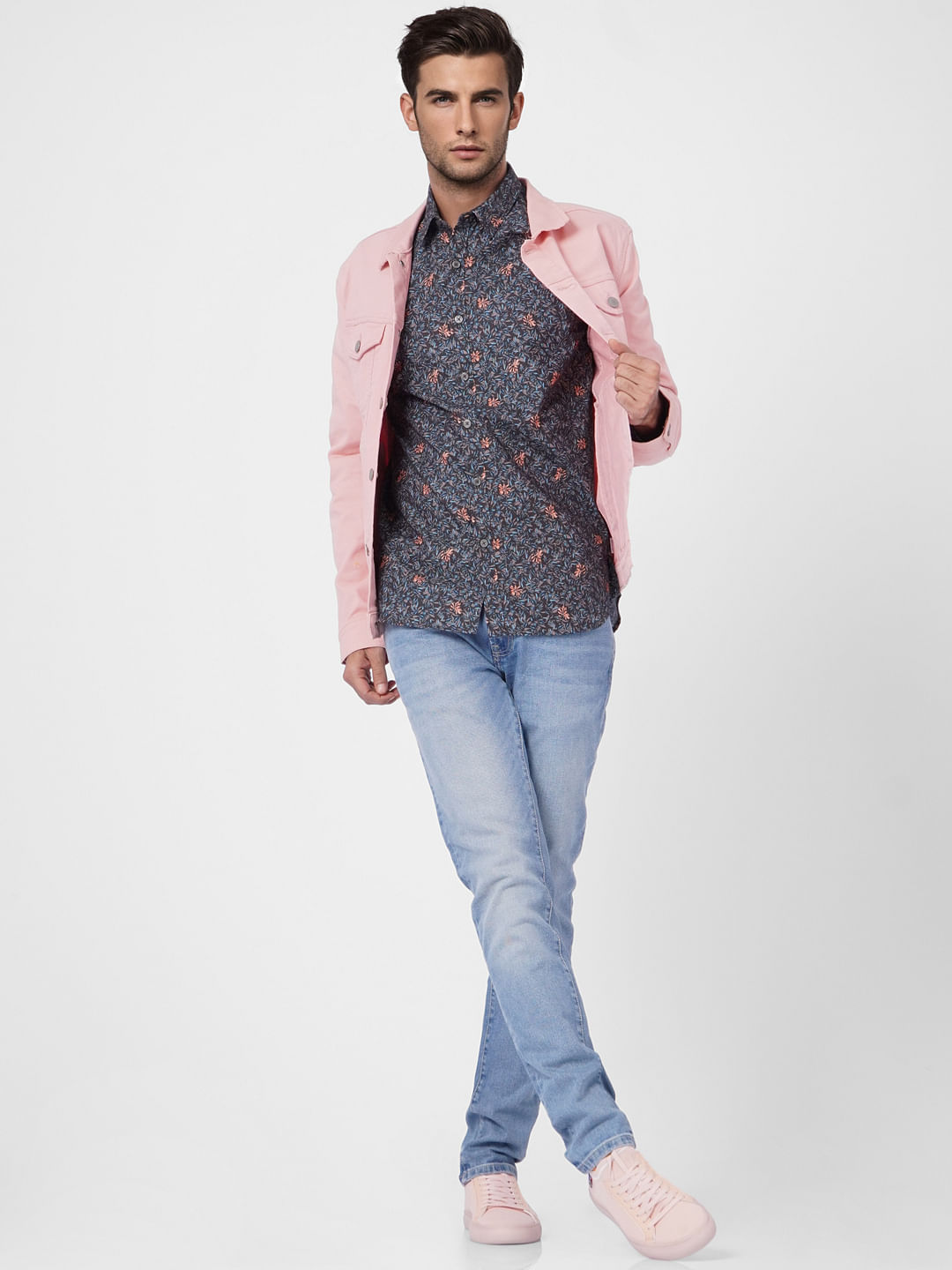 Grey Printed Full Sleeves Shirt - S