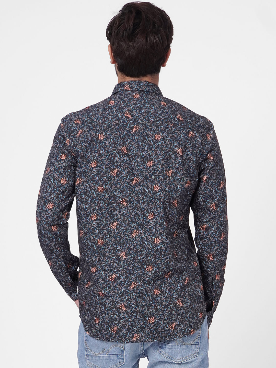 Grey Printed Full Sleeves Shirt