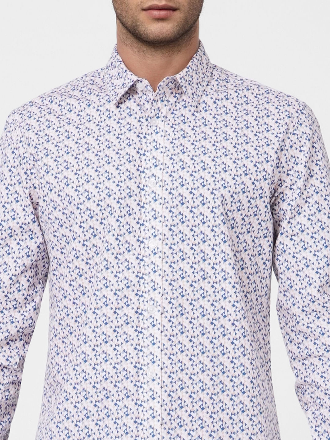 White Printed Full Sleeves Shirt