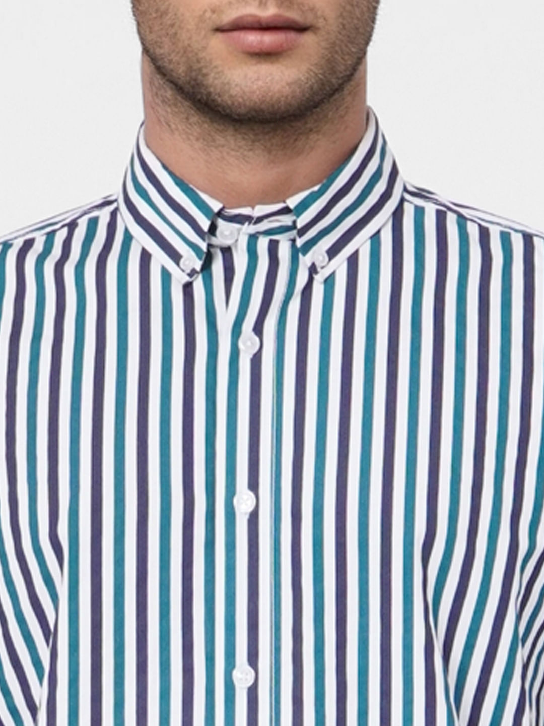 Blue Striped Full Sleeves Shirt