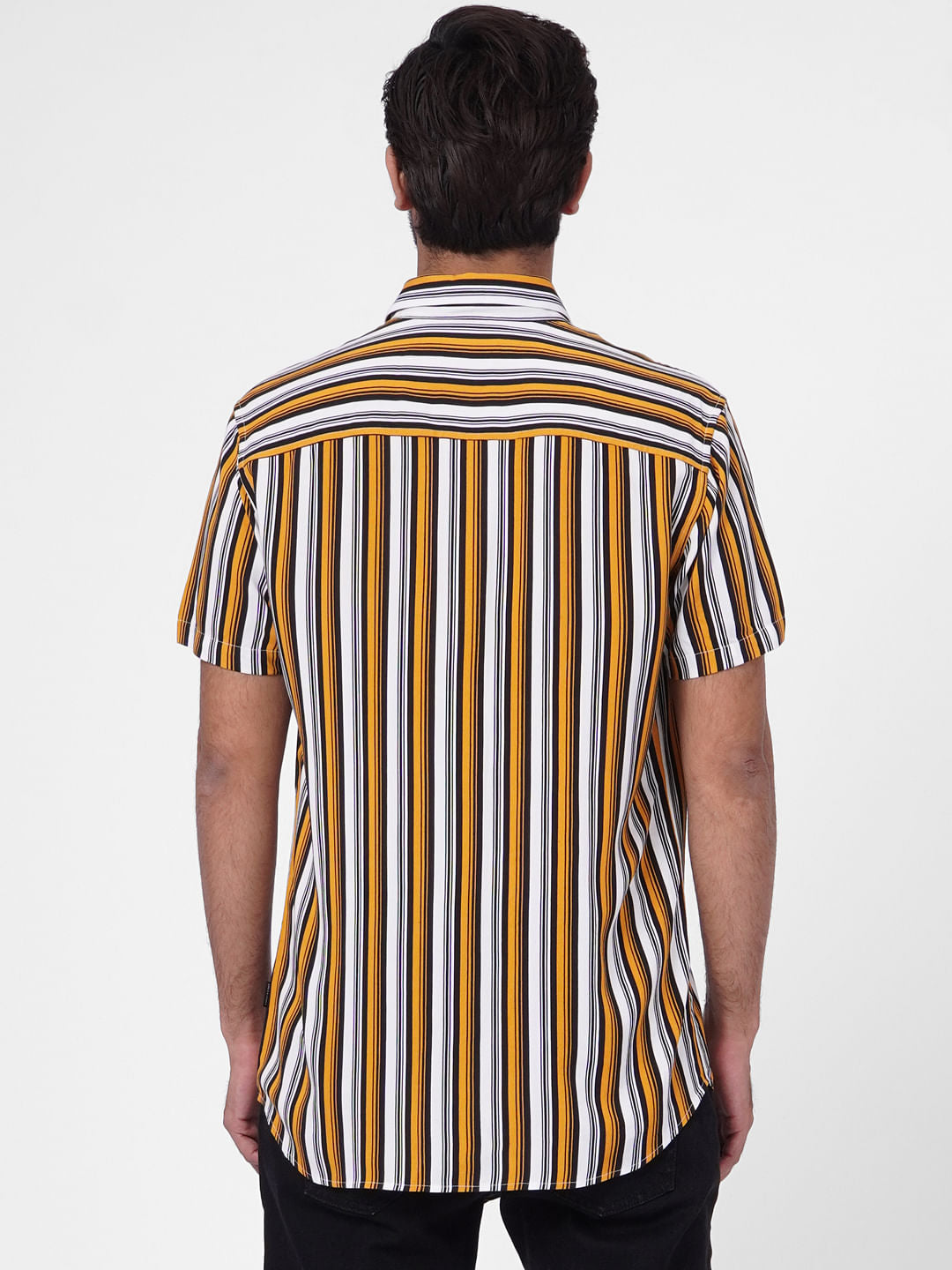 Mustard Striped Short Sleeves Shirt