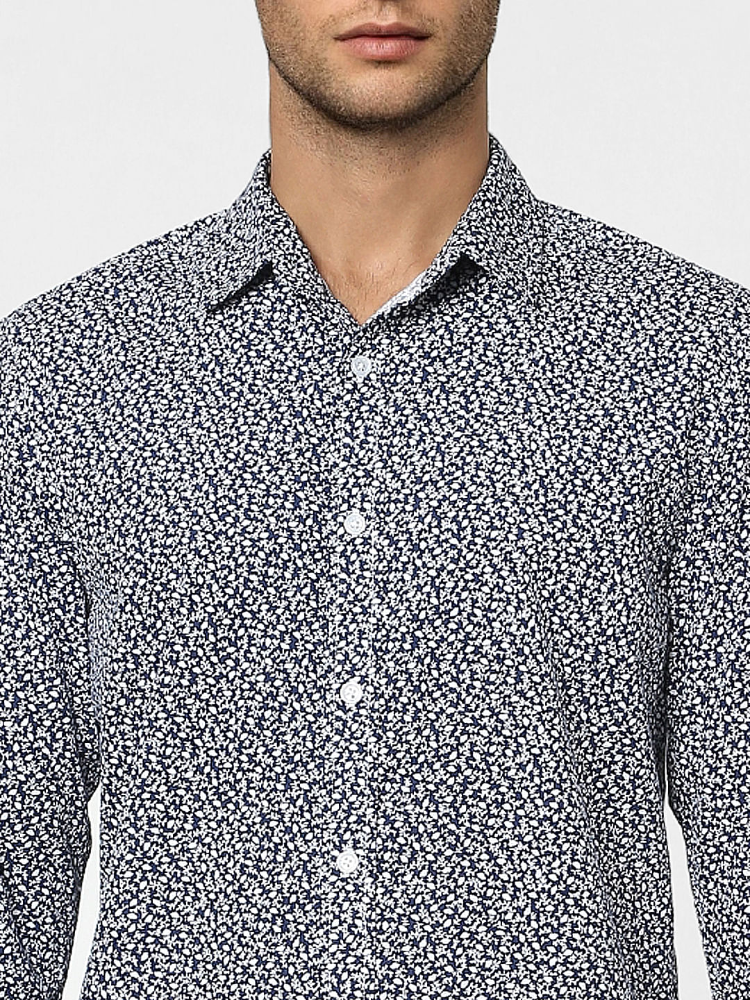 Blue Floral Print Full Sleeves Shirt