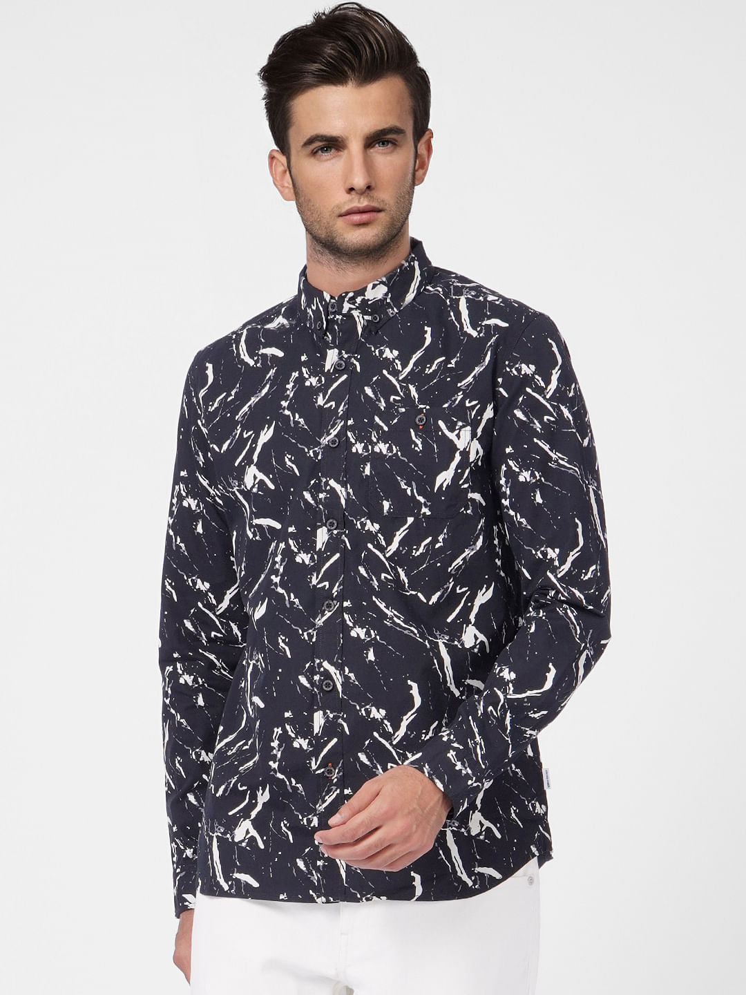 Black Printed Full Sleeves Shirt