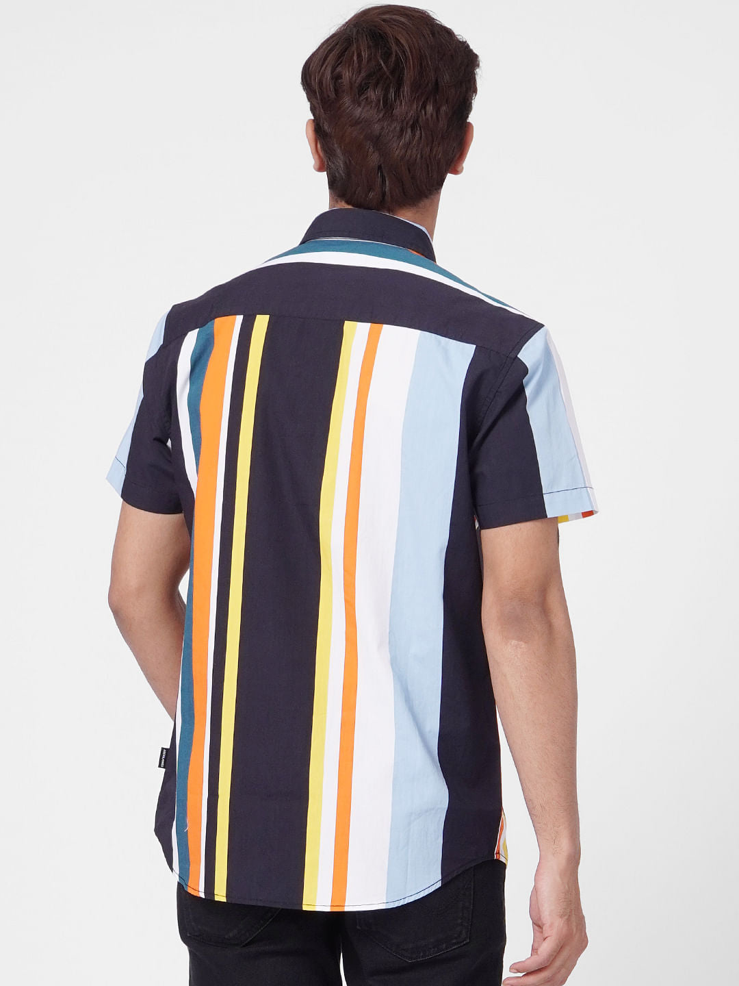 Yellow Striped Short Sleeves Shirt