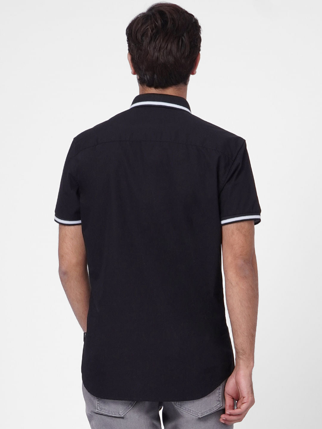 Black Logo Print Short Sleeves Shirt