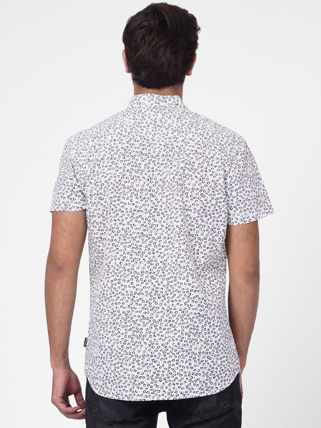 White Floral Short Sleeves Shirt