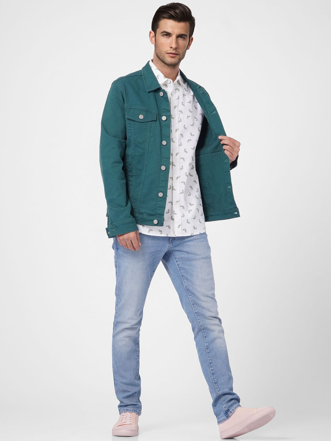 White Printed Full Sleeves Shirt - S