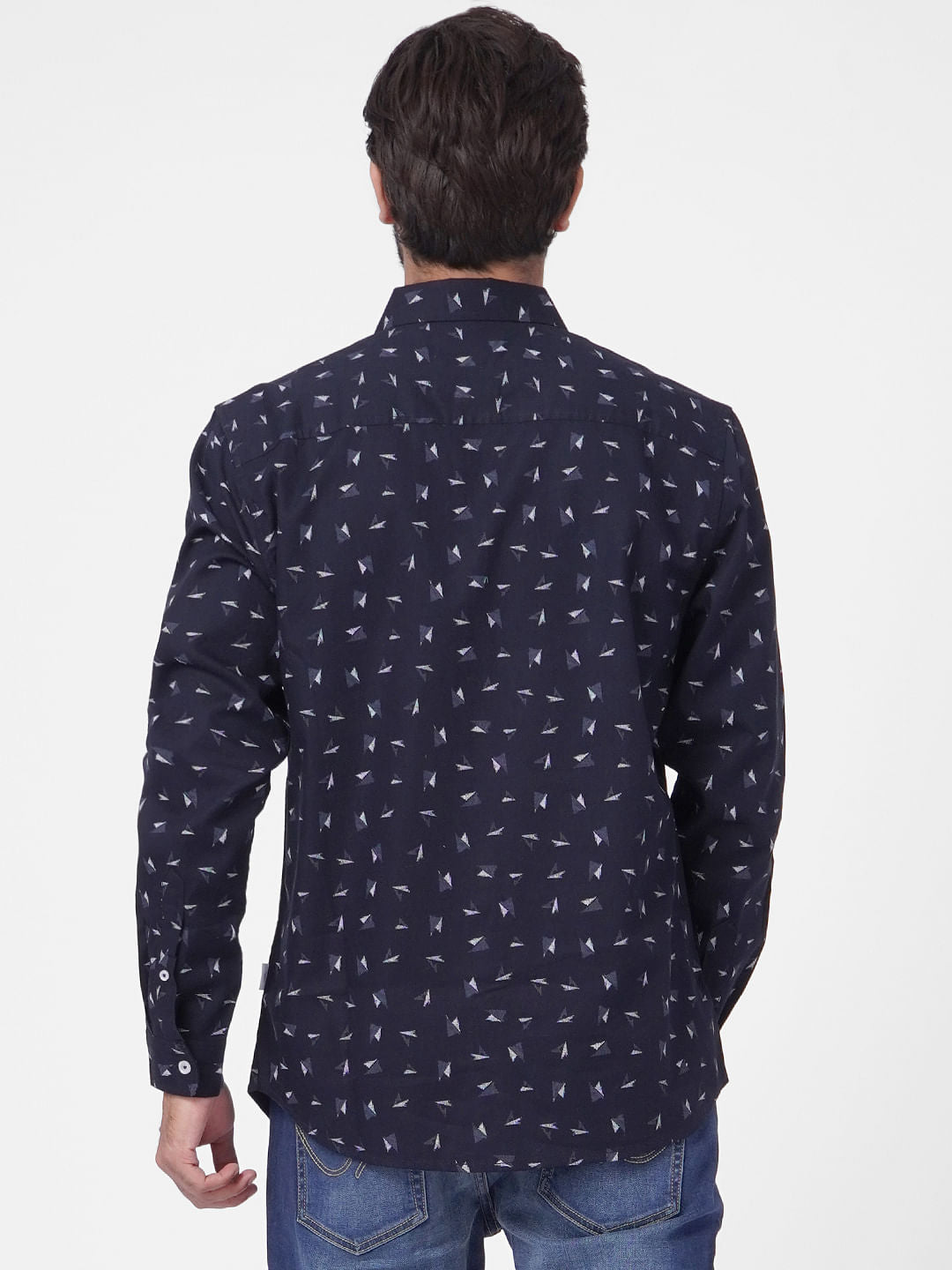 Blue Printed Full Sleeves Shirt