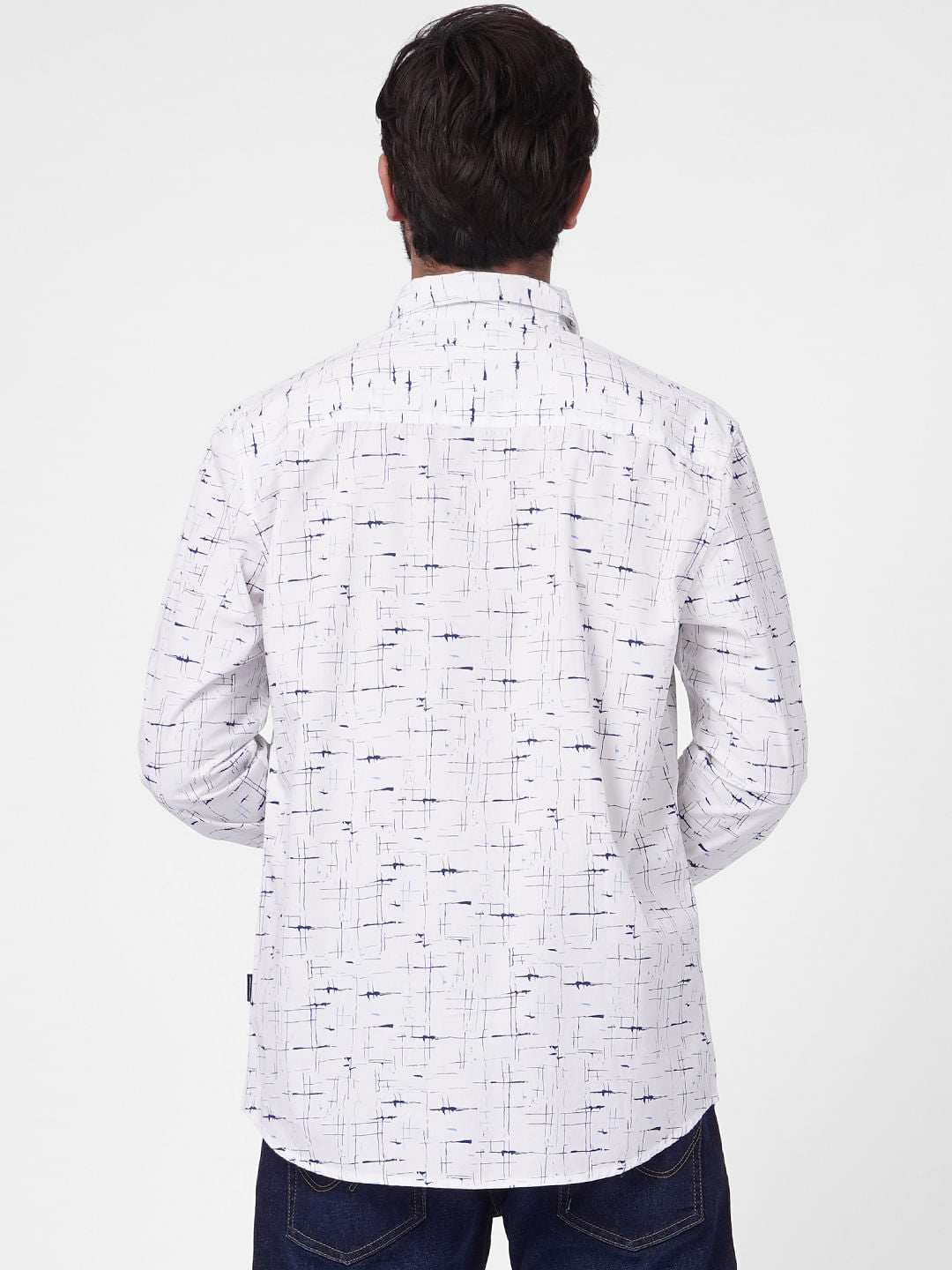 White Printed Full Sleeves Shirt