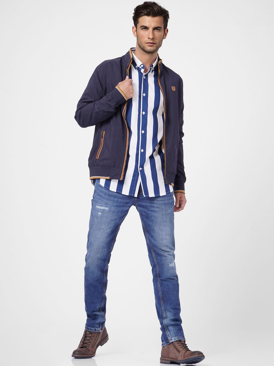White Striped Full Sleeves Shirt - S