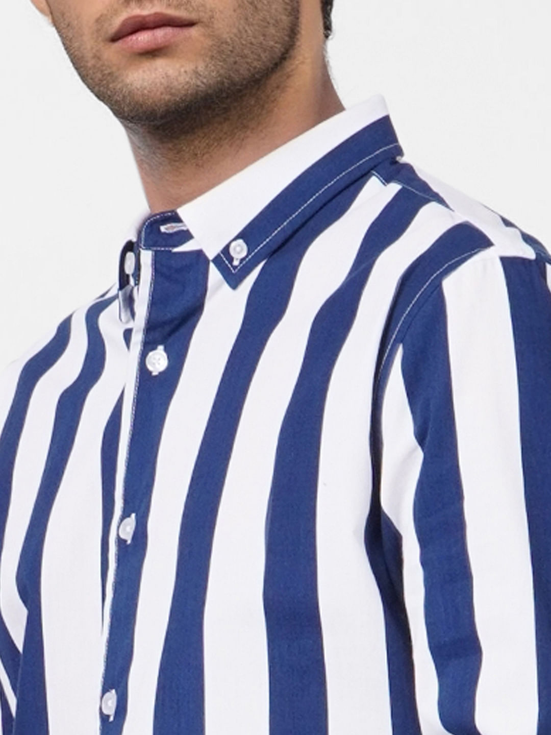 White Striped Full Sleeves Shirt
