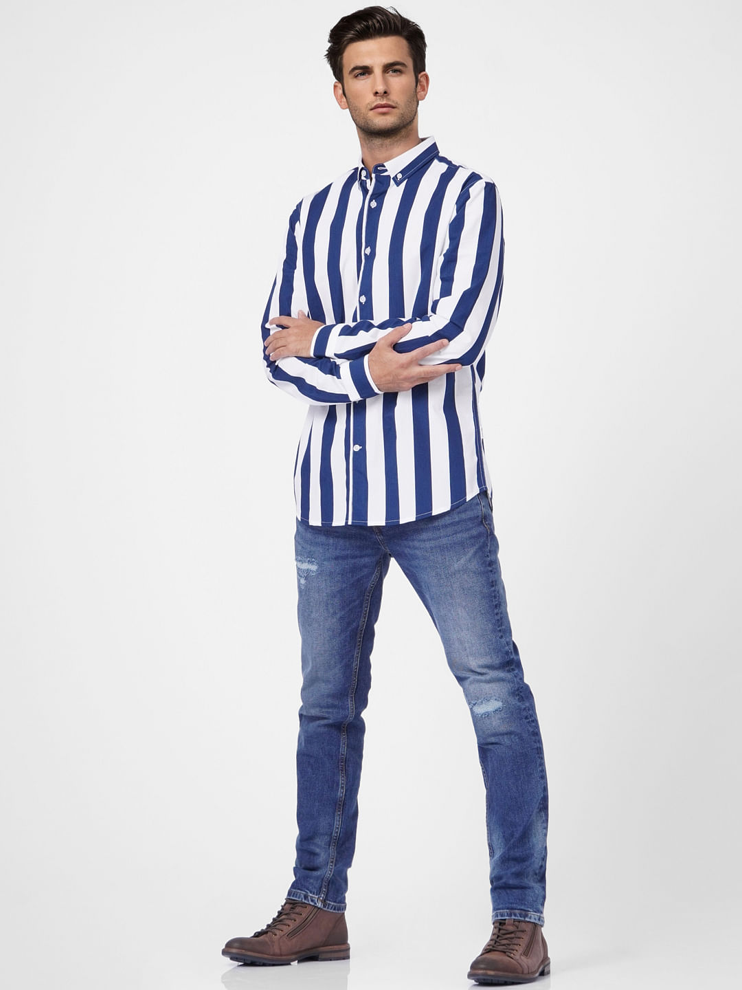 White Striped Full Sleeves Shirt