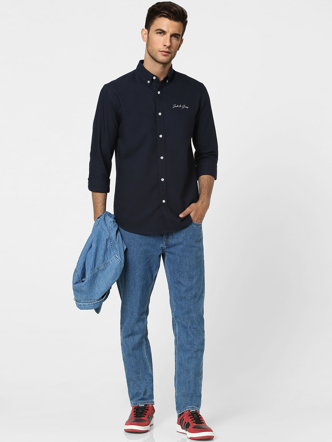 Blue Logo Print Full Sleeves Shirt