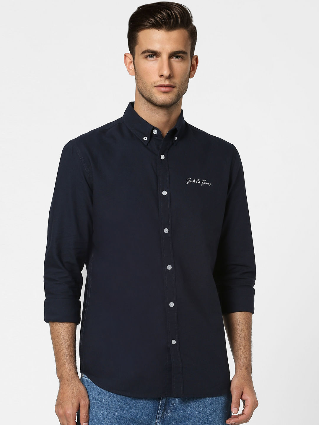Blue Logo Print Full Sleeves Shirt