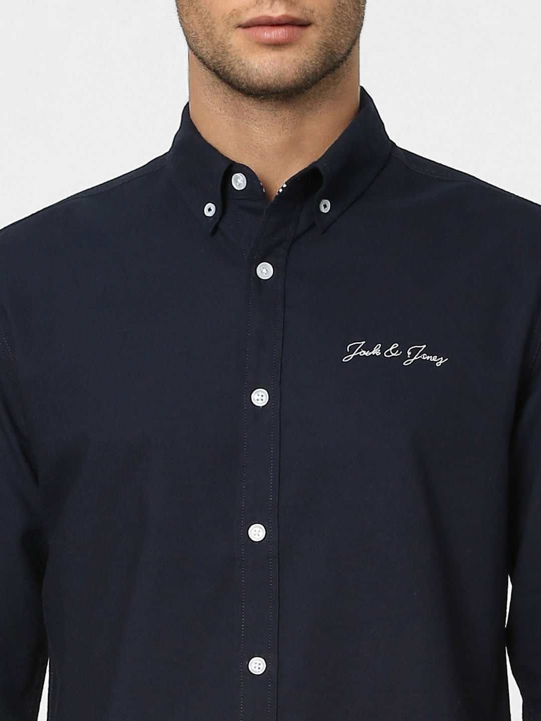 Blue Logo Print Full Sleeves Shirt