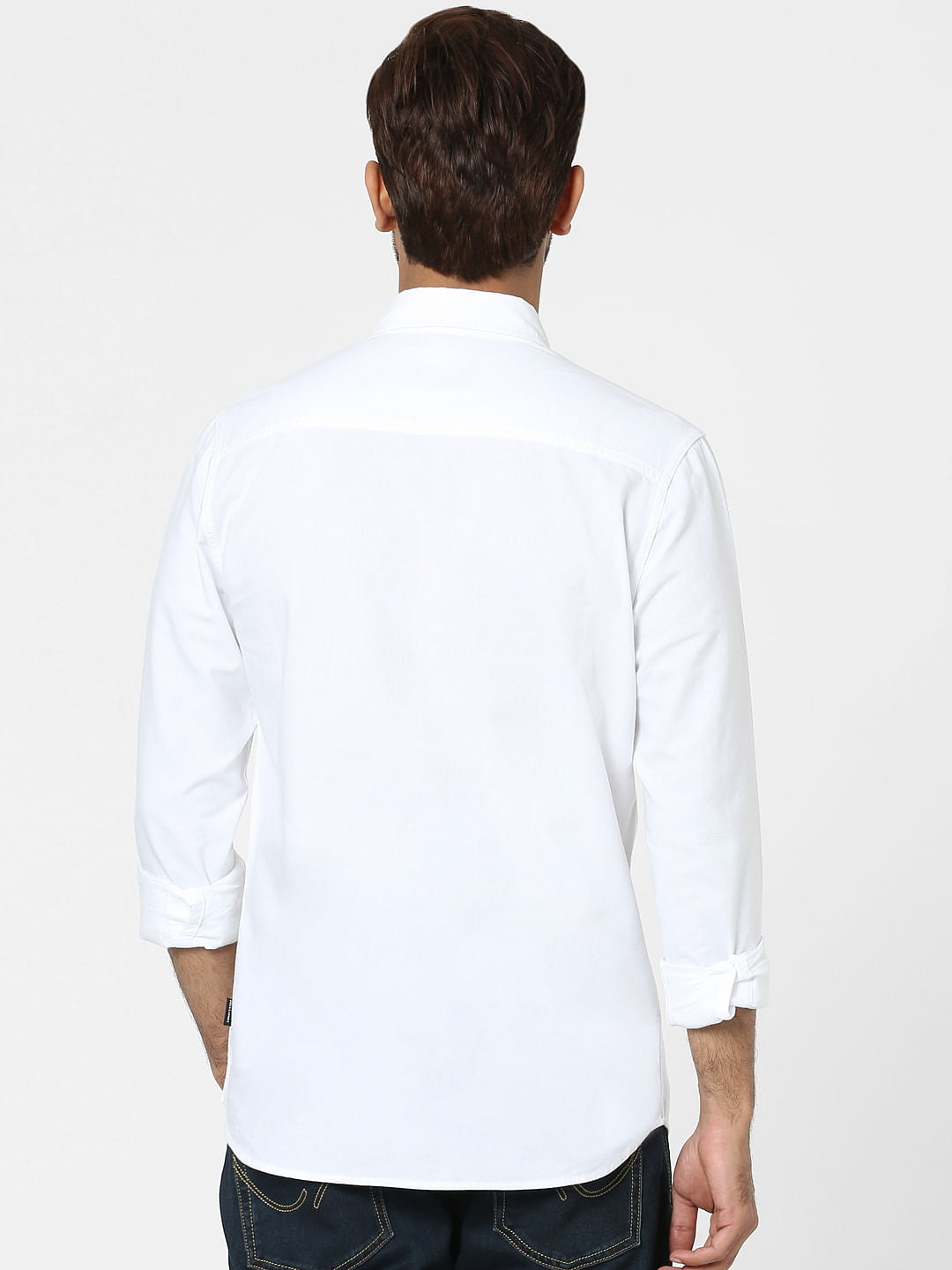 White Logo Print Full Sleeves Shirt