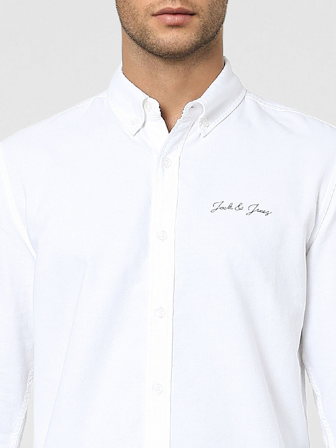 White Logo Print Full Sleeves Shirt