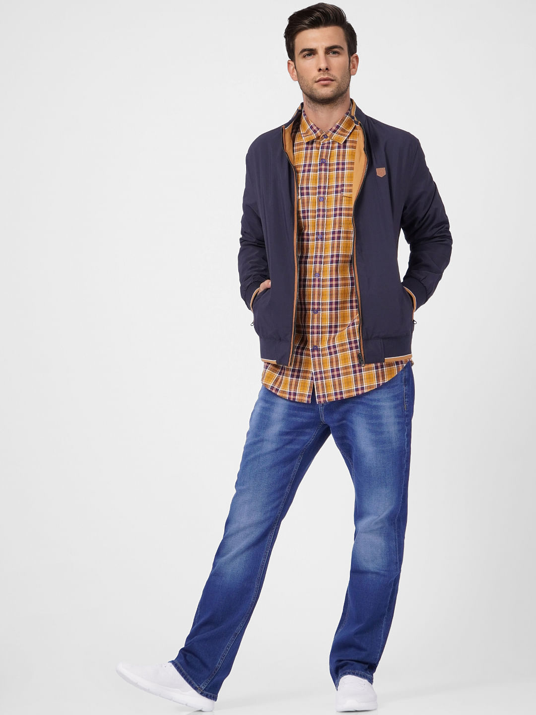 Brown Check Full Sleeves Shirt - S