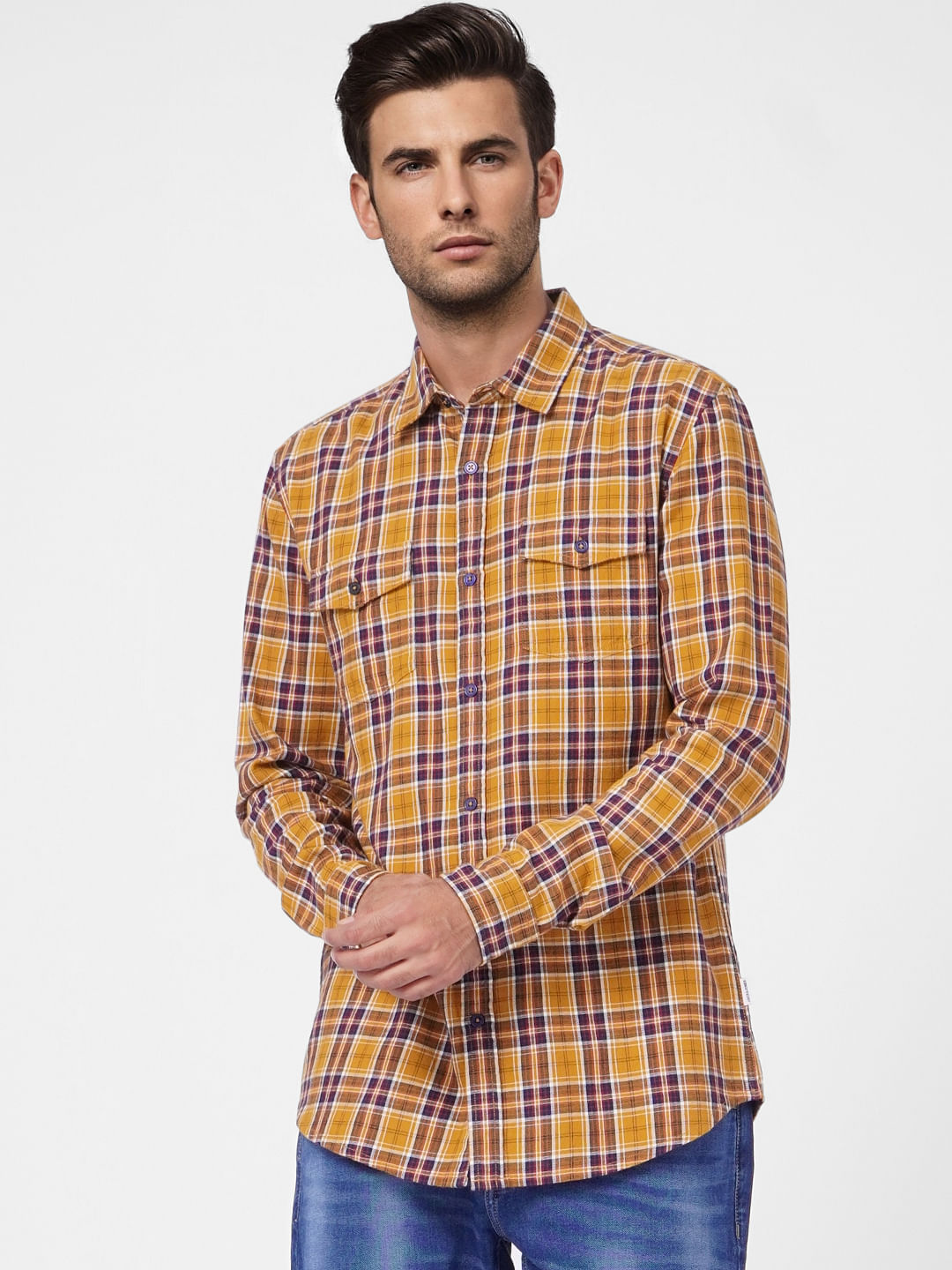 Brown Check Full Sleeves Shirt