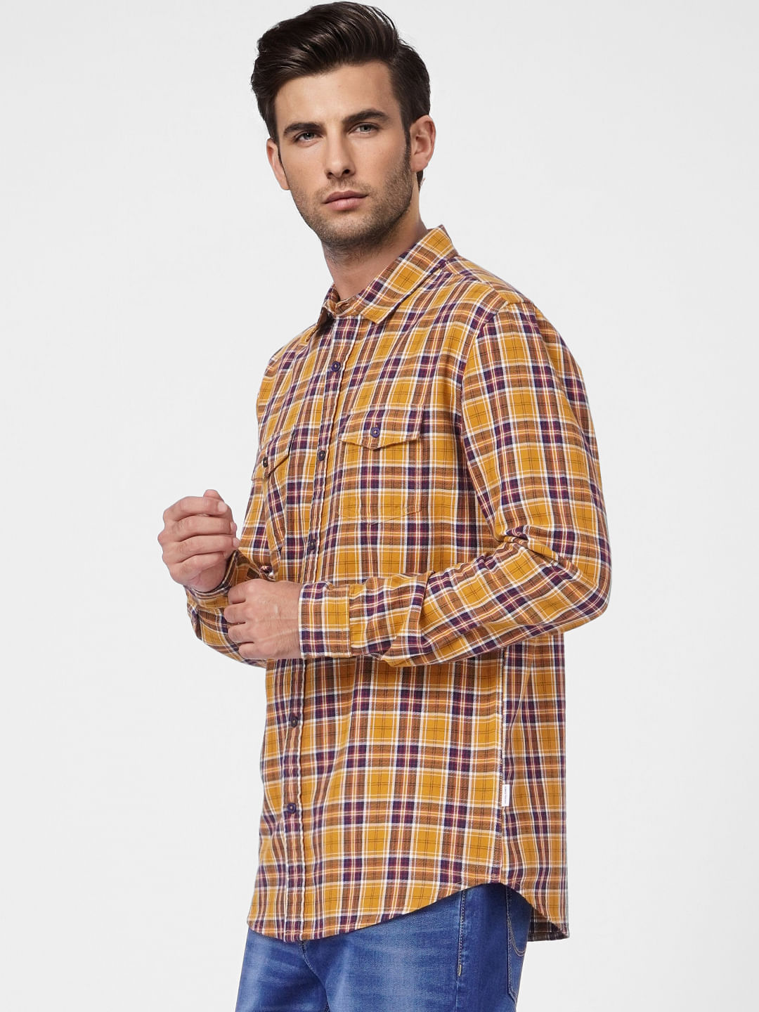 Brown Check Full Sleeves Shirt