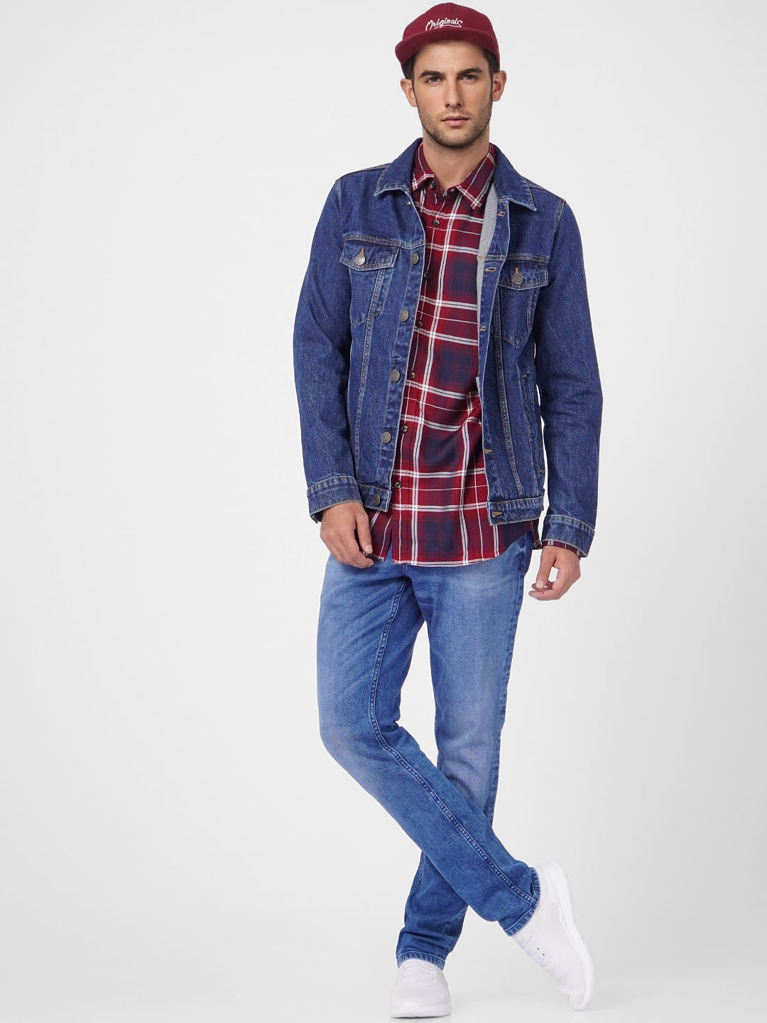 Maroon Check Full Sleeves Shirt - S