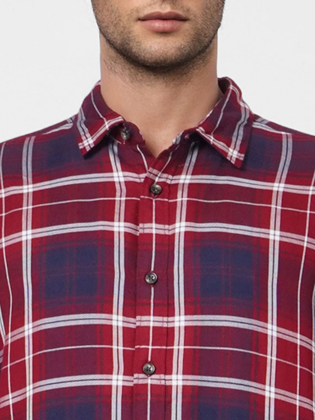 Maroon Check Full Sleeves Shirt