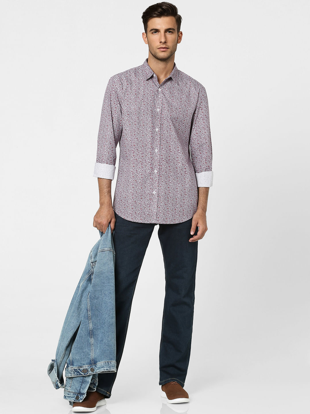 Red Floral Full Sleeves Shirt