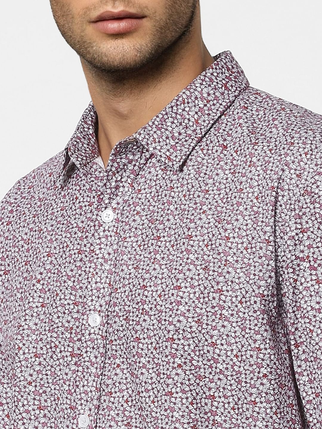 Red Floral Full Sleeves Shirt