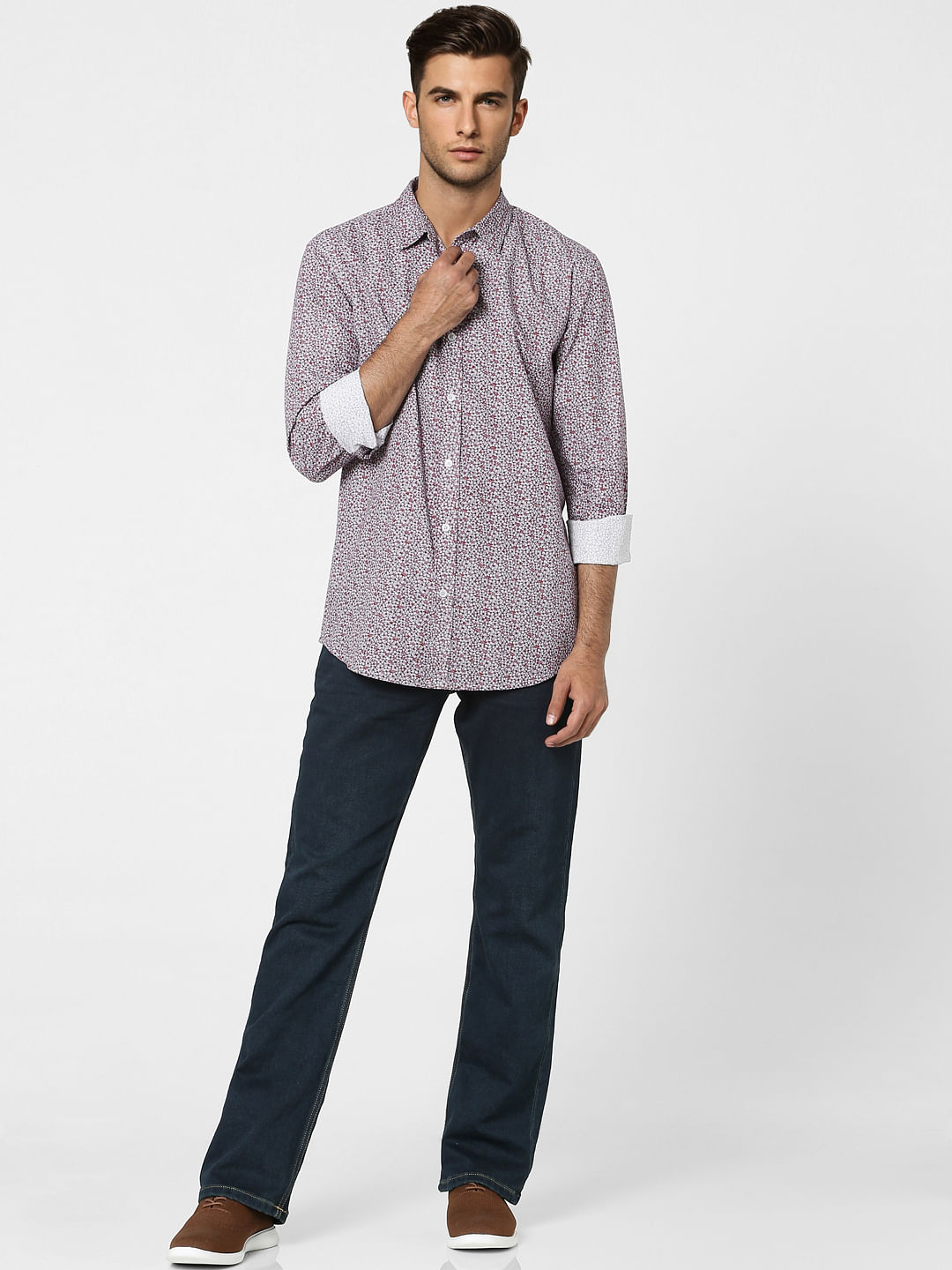 Red Floral Full Sleeves Shirt