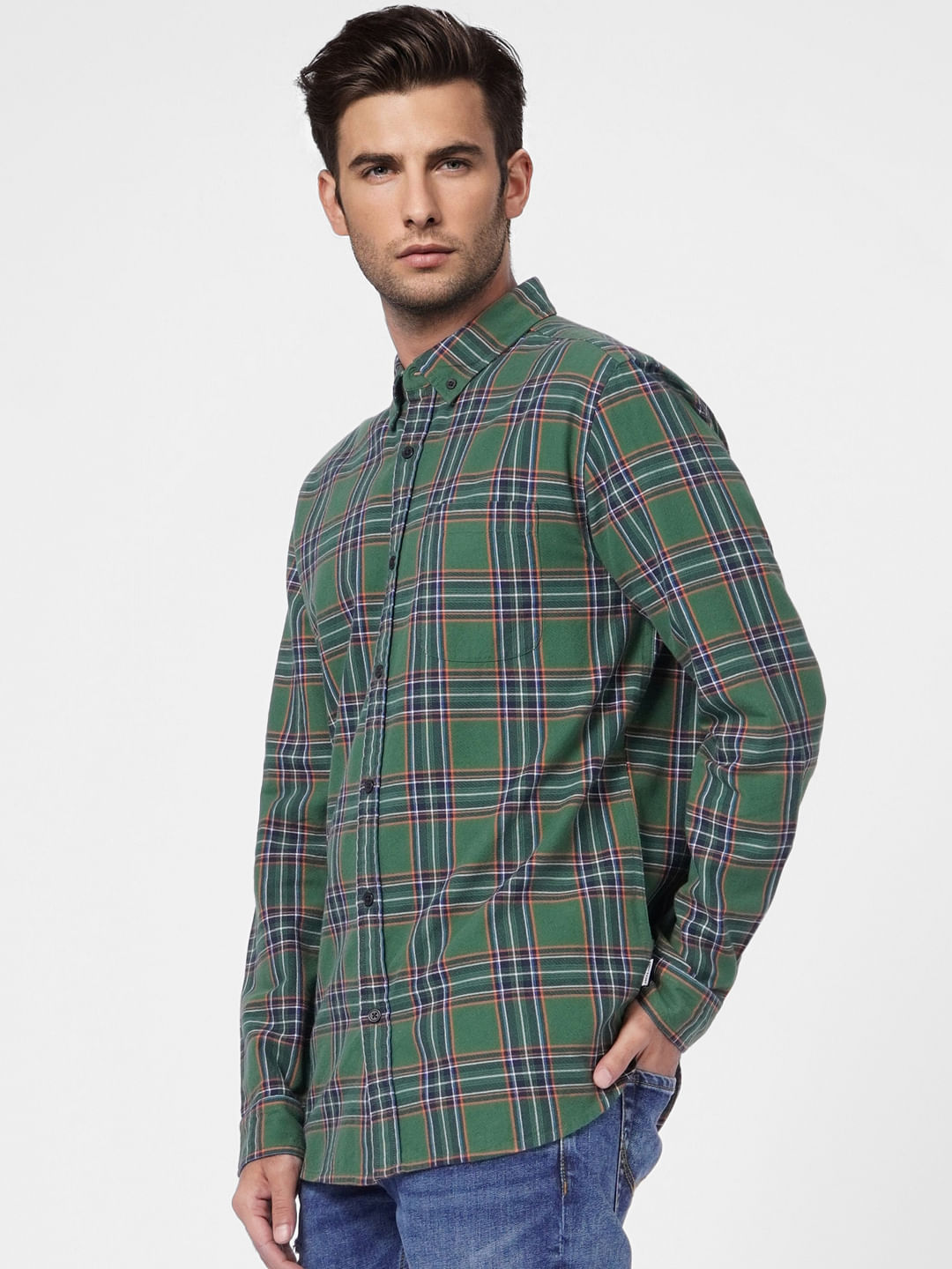 Green Check Full Sleeves Shirt