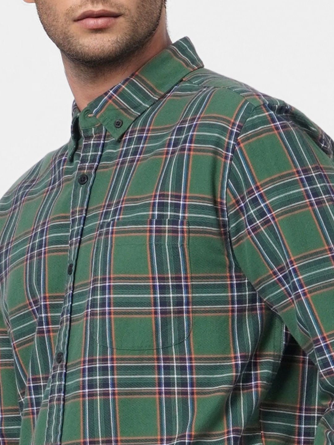 Green Check Full Sleeves Shirt