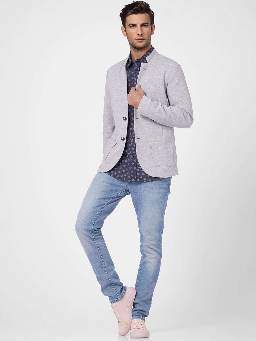 Blue Floral Full Sleeves Shirt