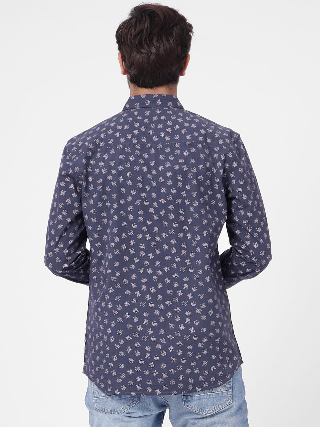 Blue Floral Full Sleeves Shirt