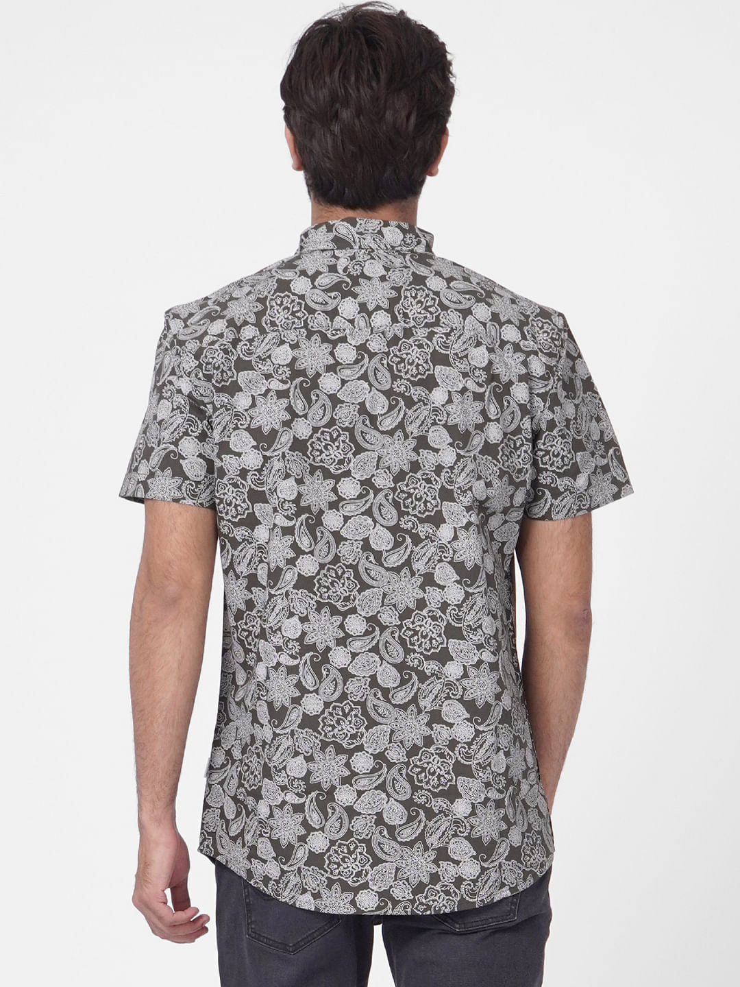 Black Printed Short Sleeves Shirt