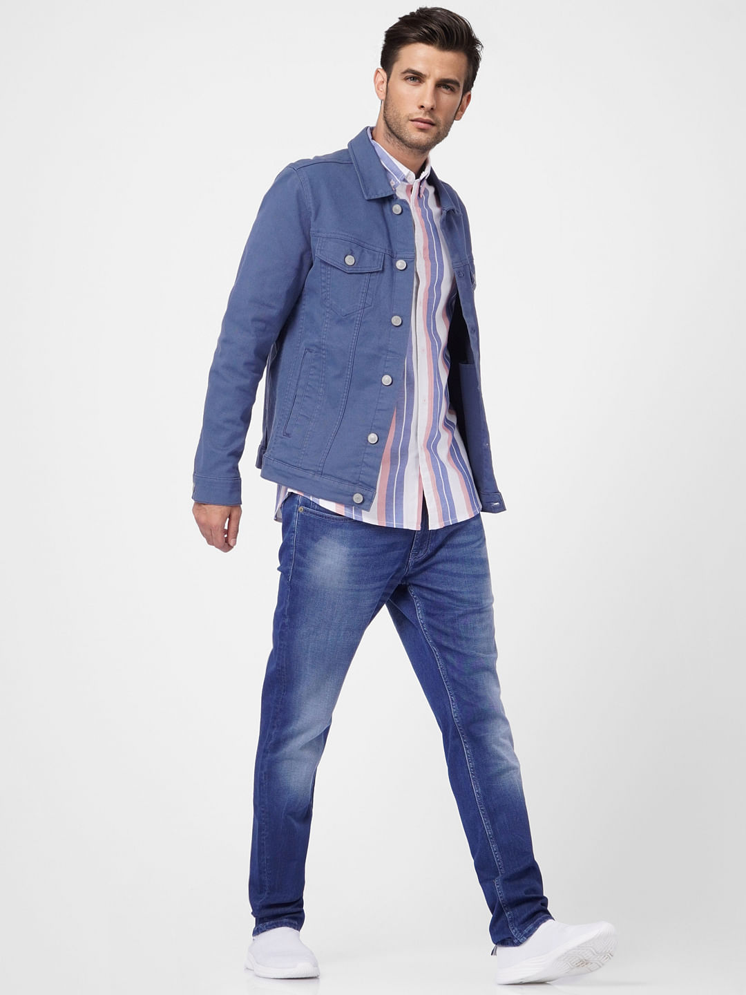 White Striped Full Sleeves Shirt - S