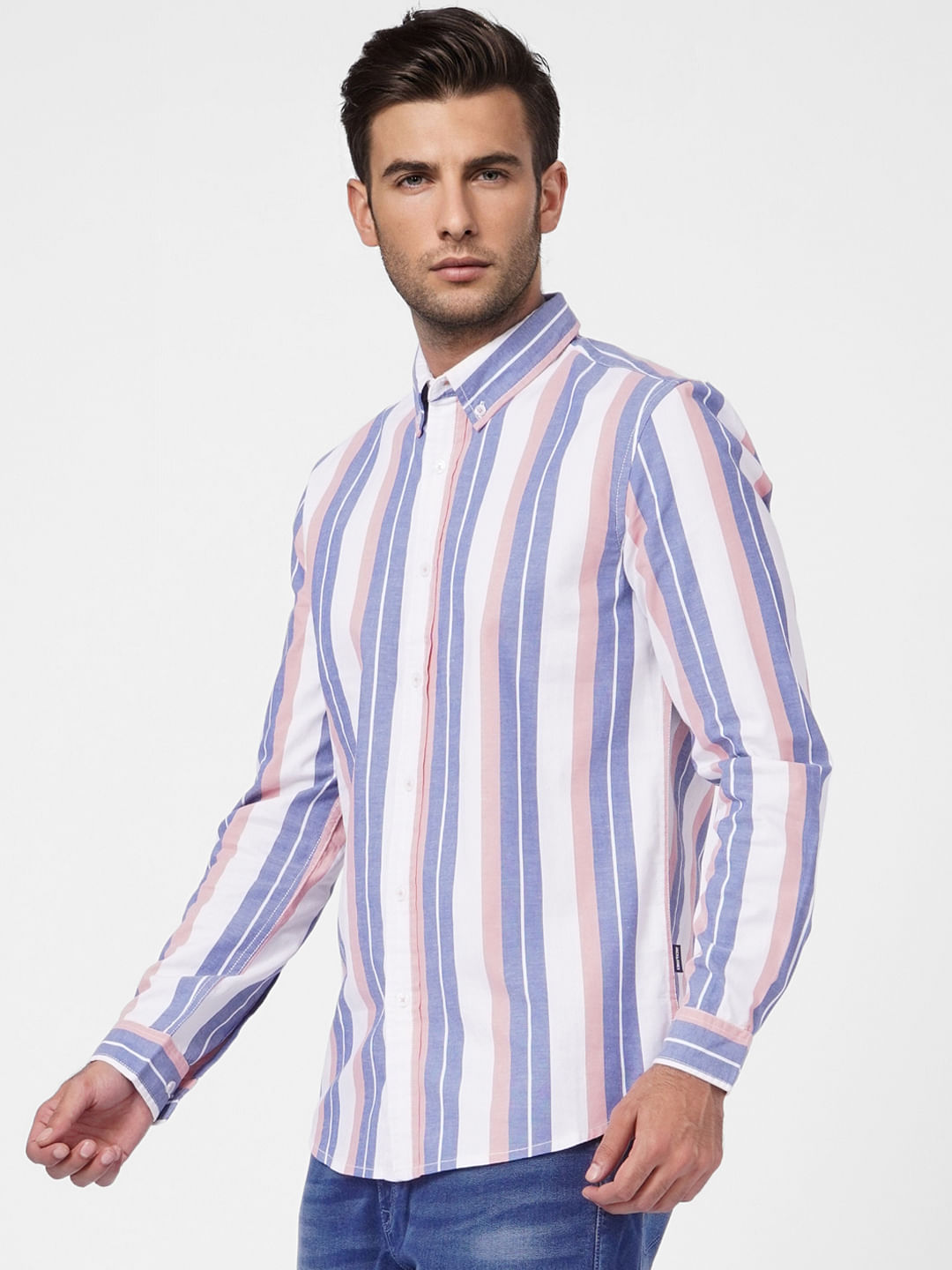 White Striped Full Sleeves Shirt