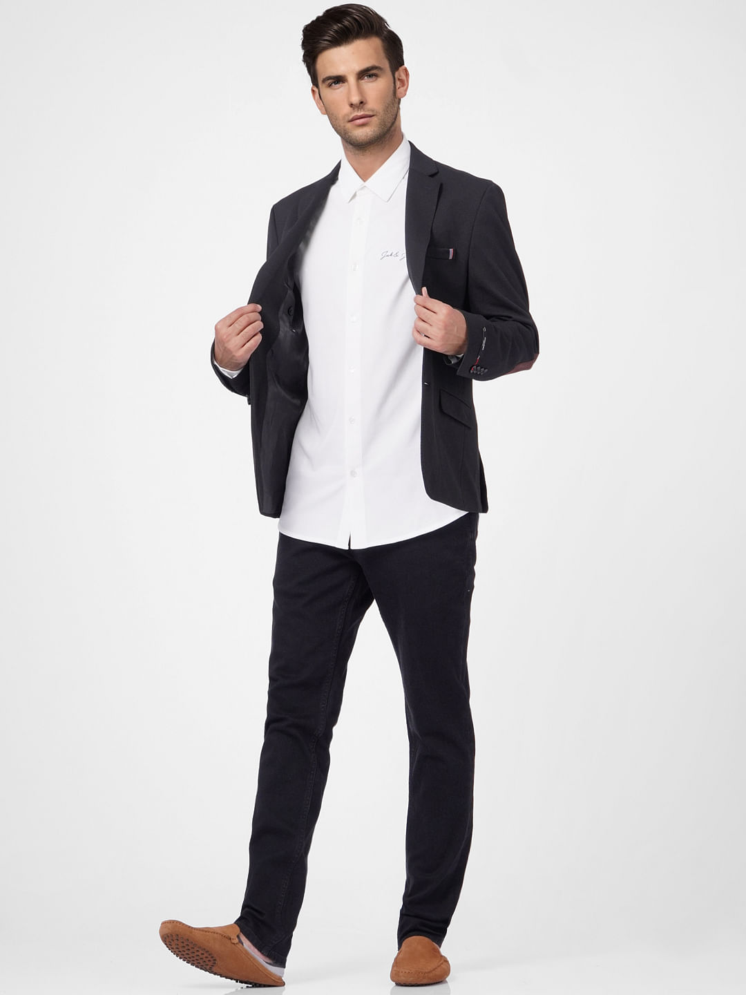 White Logo Print Full Sleeves Shirt - S