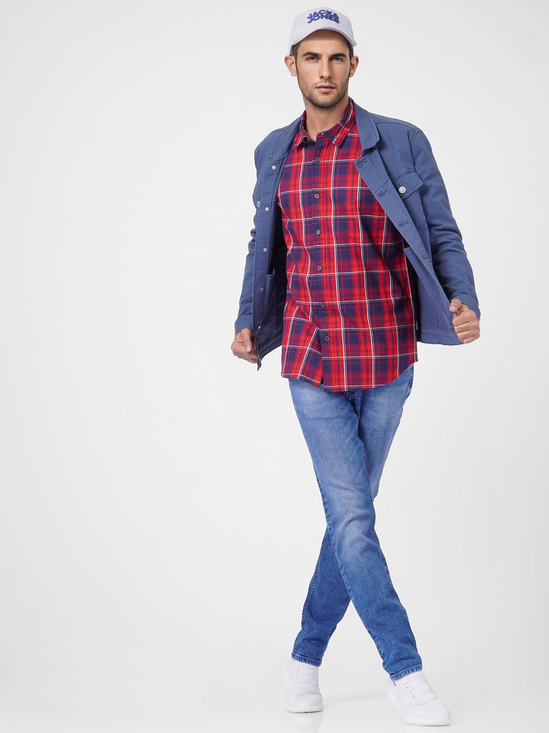 Red Check Full Sleeves Shirt - S