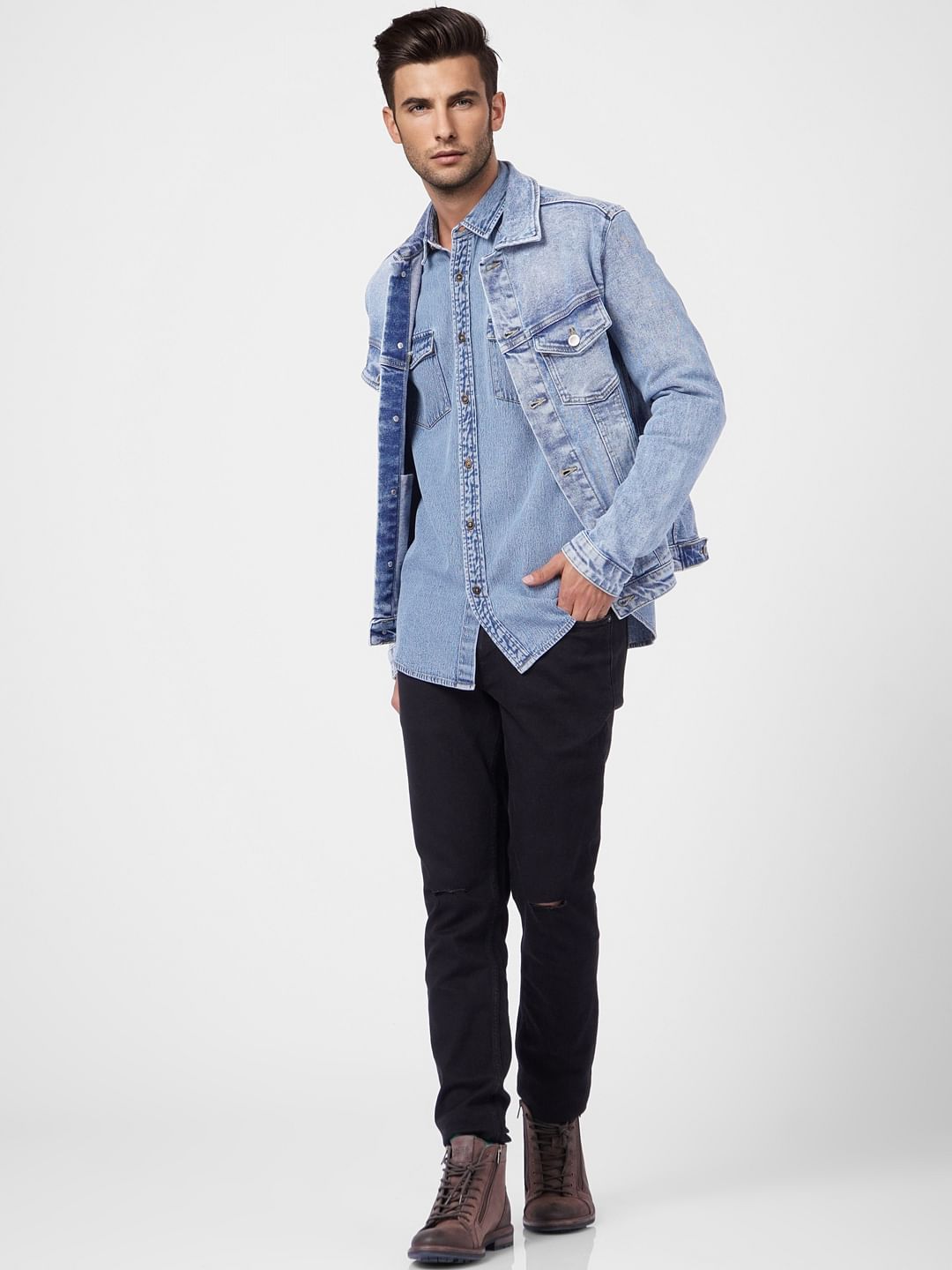 Blue Denim Full Sleeves Shirt - S