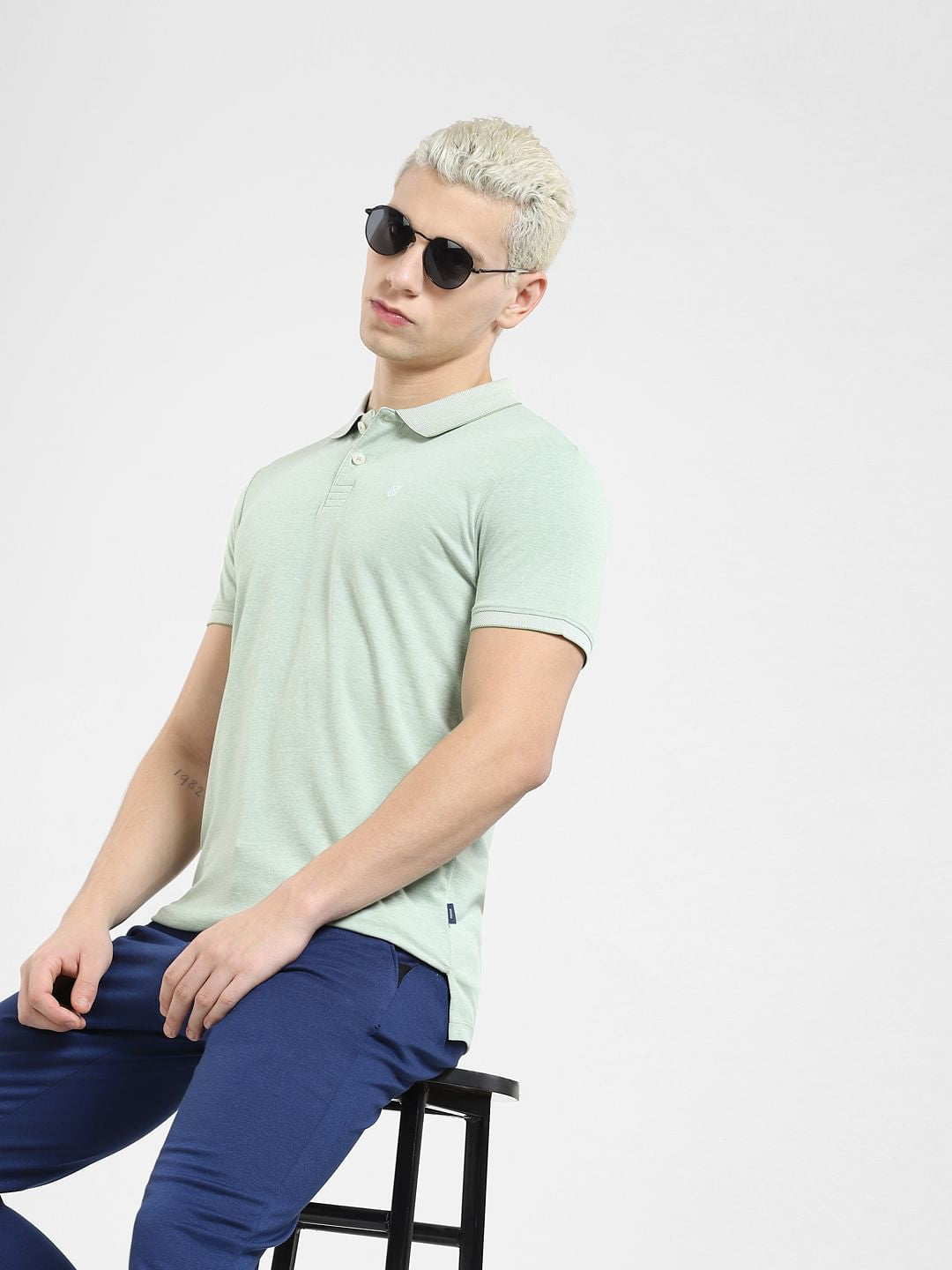 Green Polo Neck T-shirt - S